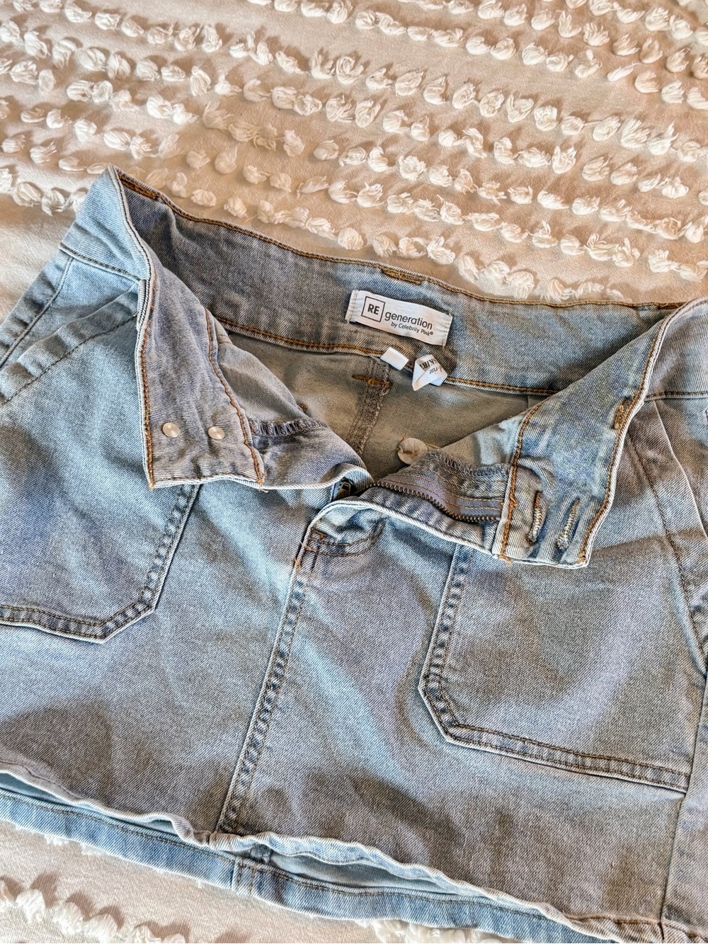 Light Wash Denim Mini Skirt - Picture 3 of 3